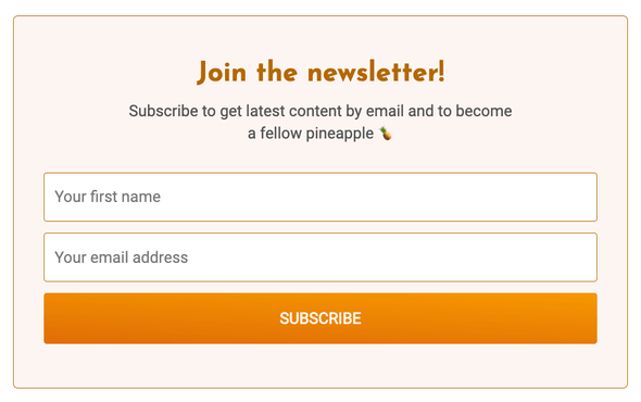 Pragmatic Pineapple newsletter subscription form