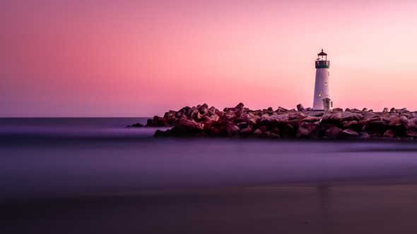 Lighthouse on a rocky beach