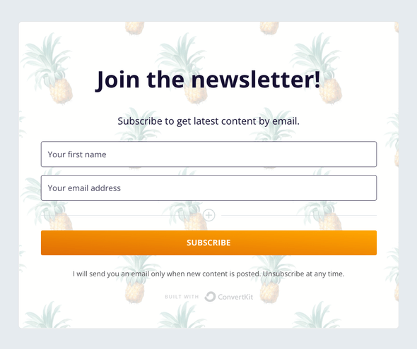 Pragmatic Pineapple ConvertKit newsletter subscription form