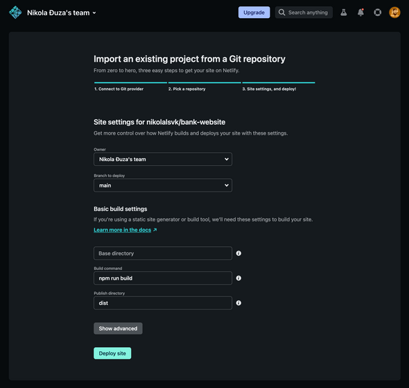 Find tune build settings on Netlify