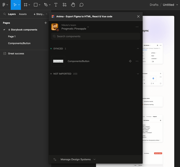 Button synced in Figma